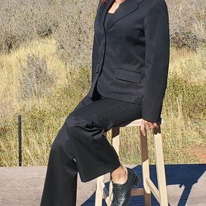 Ann Taylor Black/red Pinstripe Fully Lined Suit